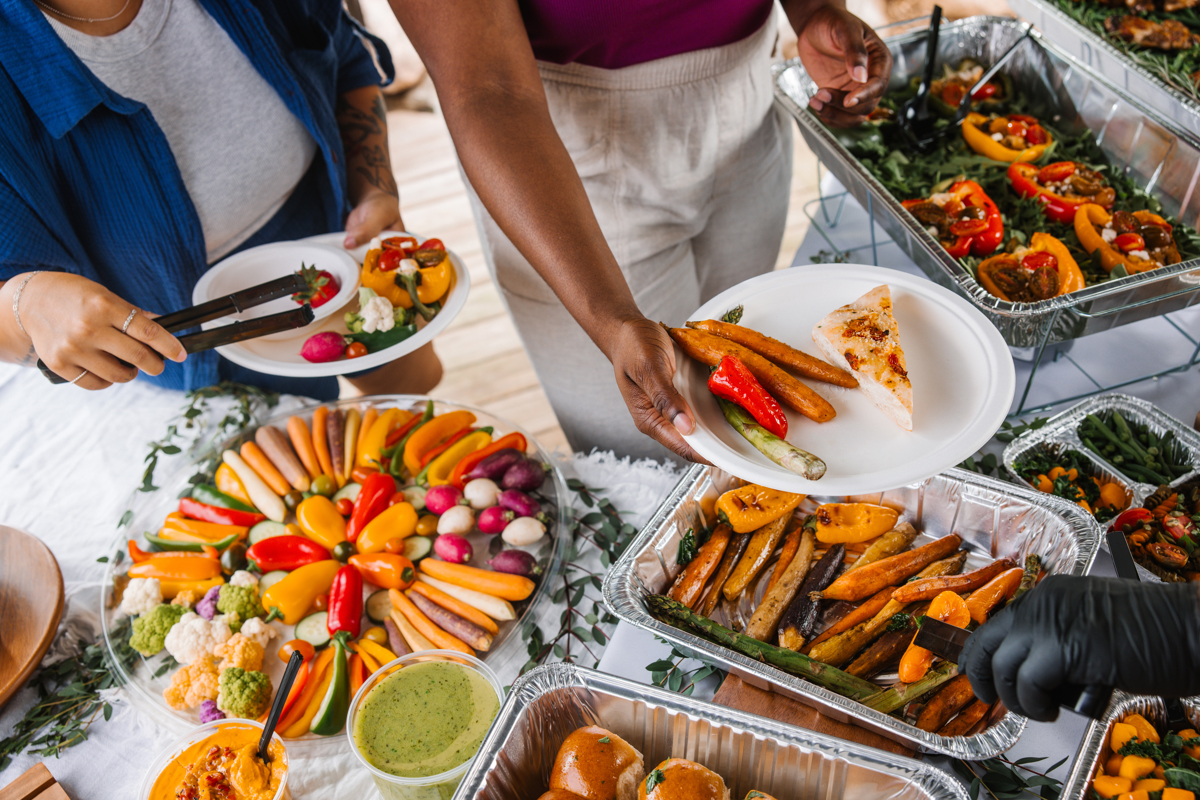 Guests enjoying a Kingston Catering buffet